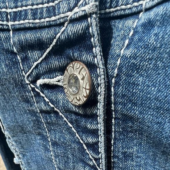 Amethyst Women’s Blue Denim Jacket With Silver Rhinestone Button’s Size 2X - Picture 11 of 14